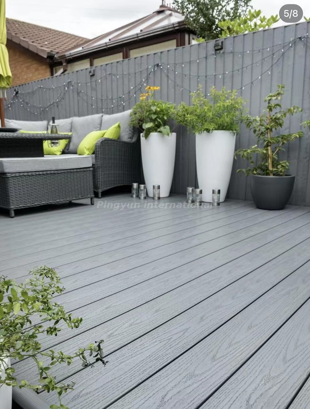 Anti-fading gecoëxtrudeerd hout kunststof bestrating composiet polyethyleen technische vloer tuin antislip 3D houtnerf hout kunststof vloer